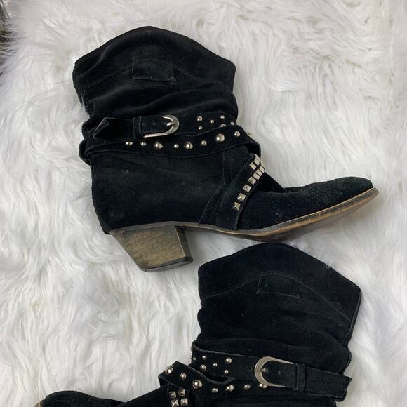 Miz Mooz Clyde Black Studded Suede Leather Boots - Picture 2 of 7